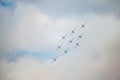 Frecce Tricolori, 313ÃÂ° Gruppo Addestramento Acrobatico, performing at Gothenburg Aero Show Royalty Free Stock Photo