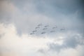 Frecce Tricolori, 313ÃÂ° Gruppo Addestramento Acrobatico, performing at Gothenburg Aero Show.. Royalty Free Stock Photo