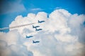 Frecce Tricolori, 313ÃÂ° Gruppo Addestramento Acrobatico, performing at Gothenburg Aero Show.. Royalty Free Stock Photo