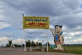 Fred Flintstone cartoon character along route66 Royalty Free Stock Photo