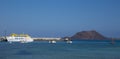 Fred Olson express in Corralejo harbor harbour with Lobos in the