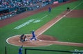 Freddie Freeman Drives the Ball Down the First Base Line Royalty Free Stock Photo