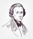 Frederic Chopin famous vector sketch portrait Royalty Free Stock Photo