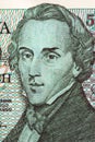 Frederic Chopin portrait from old five thousand zloty Royalty Free Stock Photo