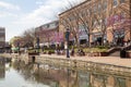 Day time spring view of the popular city park named Carroll Creek park in historic district of Frederick