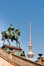 Frederick William IV Statue and Berlin TV Tower Dome