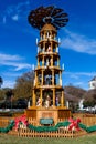 FREDERICKSBURG, TEXAS- NOVEMBER 19, 2017: Fredericksburg Christmas Pyramid, a German tradition, erected in Marketplatz Market Squ Royalty Free Stock Photo