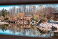 Frederik Meijer Gardens - Grand Rapids, MI, USA - April 28th 2019:   Landscape shot of the japanese garden from the walking bridge Royalty Free Stock Photo