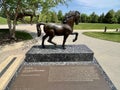 DaVinciâs 24 foot horse sculpture and small model and plaque