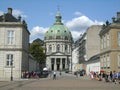 Frederik`s Church Has The Largest Church Dome In Scandinavia As Seen From Amalienborg with Many Visitors, Copenhagen, Denmark