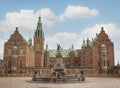 Frederiksborg Castle in Denmark with Neptune Fountain Royalty Free Stock Photo