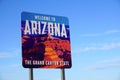 Fredonia, Arizona, USA, May 4, 2023: Welcome to Arizona sign at the Utah border