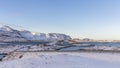 The Fredvang bridges connect the islands FlakstadÃÂ¸ya and MoskenesÃÂ¸ya during winter in Lofoten, Norway