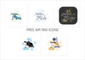 Free air taxi icons set