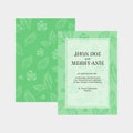 Awesome merried invitation with green leaf background Royalty Free Stock Photo