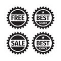 Free badge design. Sale badge emblem. Best seller sticker. Best choice sign. Vector illustration. Royalty Free Stock Photo