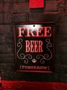 FREE BEER (tomorrow) sign