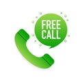 Free call in flat style. 3d vector icon. Vector design Royalty Free Stock Photo