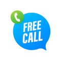 Free call. Information technology. Telephone icon. Customer service. Vector stock illustration.