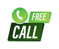 Free call. Information technology. Telephone icon. Customer service. Vector stock illustration.