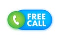 Free call. Information technology. Telephone icon. Customer service. Vector stock illustration