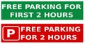 Free car parking for first two hours vector illustration Royalty Free Stock Photo