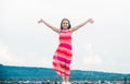 Free and carefree. Good vibes. Happy international childrens day. Happy childhood. Cute little girl in summer dress