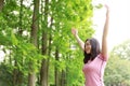 Free careless causual beauty girl hug embrace nature enjoy good time in forest park Royalty Free Stock Photo