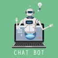 Free Chat Bot, Robot Virtual Assistance On Laptop Say Hello Element Of Website Or Mobile Applications, Artificial