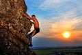 Free climber holding on the cliff Royalty Free Stock Photo