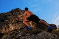 Free climber holding on the cliff Royalty Free Stock Photo