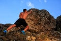 Free climber holding on the cliff Royalty Free Stock Photo