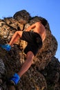 Free climber holding on the cliff Royalty Free Stock Photo