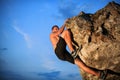 Free climber holding on the cliff Royalty Free Stock Photo
