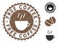 Grunge Textured Free Coffee Stamp Seal with Coffee Cup