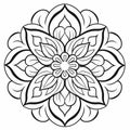 Sophisticated Woodblock Style Coloring Sheet Of Ornamental Flower