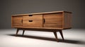 Free 3d Wooden Sideboard Model: Retro-style With Elongated Shapes