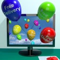 Free Delivery Balloons From Computer Showing No Charge Or Gratis Royalty Free Stock Photo