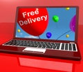 Free Delivery Balloons On Computer Showing No Charge Or Gratis T Royalty Free Stock Photo