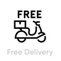 Free Delivery Bike icon. Editable line vector.