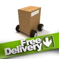 Free delivery, box on wheels Royalty Free Stock Photo