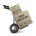 Free delivery cardboard box hand truck Royalty Free Stock Photo