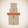 Free delivery cardboard boxes Royalty Free Stock Photo
