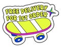 Free delivery for first order, advertising emblem