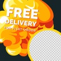 Free delivery for first order, frame advertisement