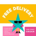 Free delivery for first order, promotional banner