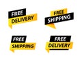 Free delivery or free shipping labels. Banner template. Vector illustration. Royalty Free Stock Photo