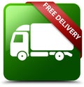 Free delivery green square button Royalty Free Stock Photo