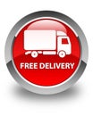 Free delivery glossy red round button Royalty Free Stock Photo