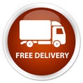 Free delivery premium brown round button Royalty Free Stock Photo